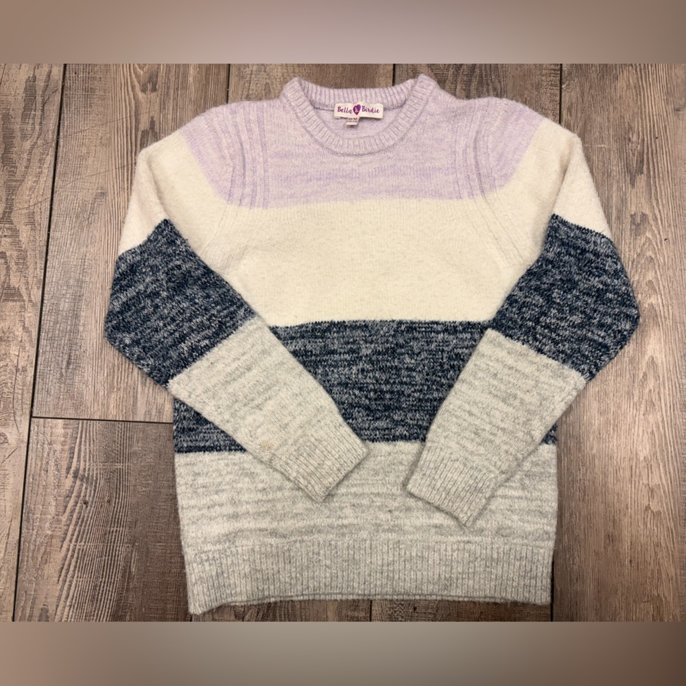 Purple and Gray Colorblock Crewneck Sweater -